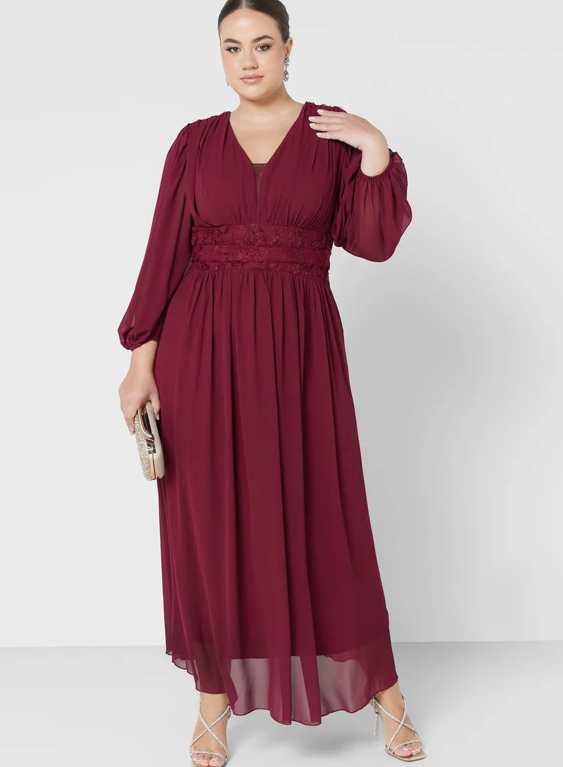 Khizana Plus size puff sleeve aline dress