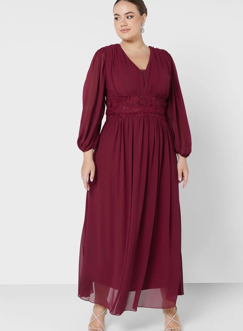 Khizana Plus size puff sleeve aline dress