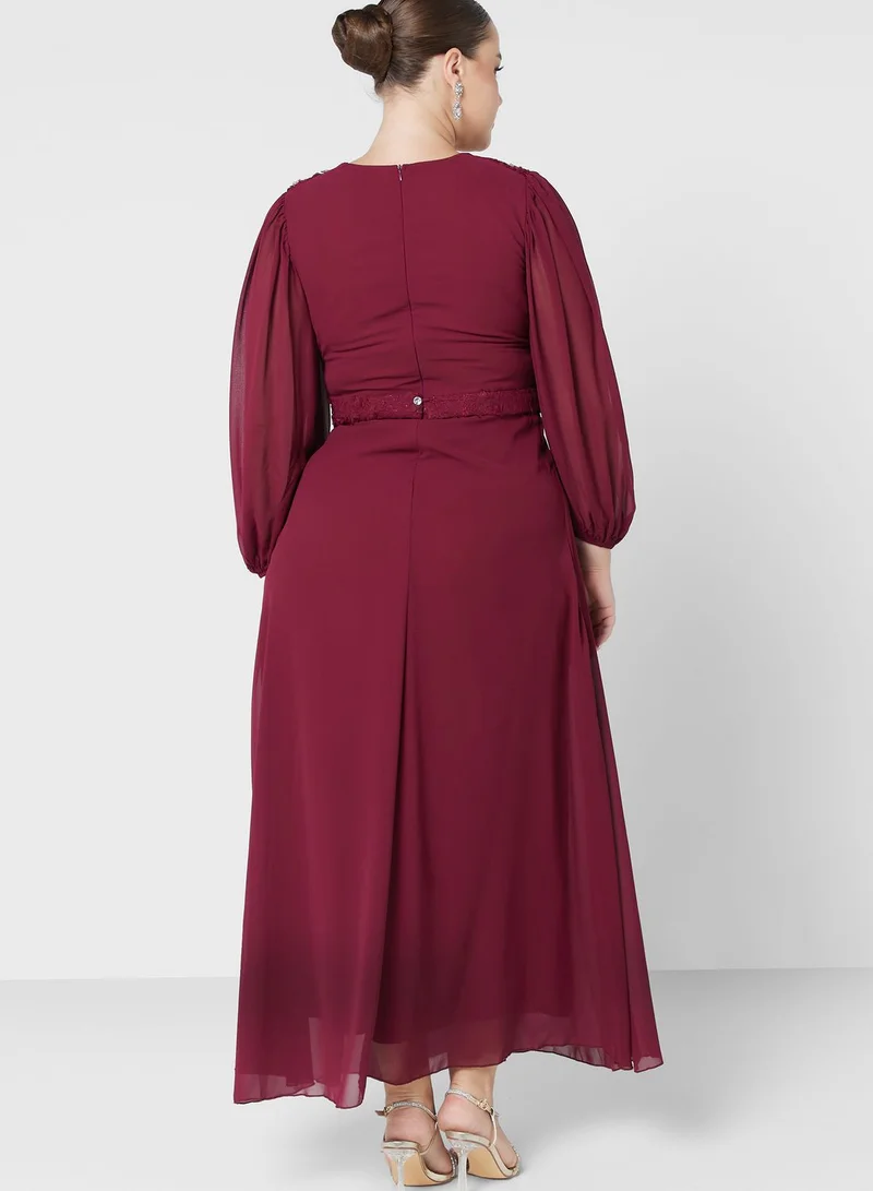Khizana Plus size puff sleeve aline dress