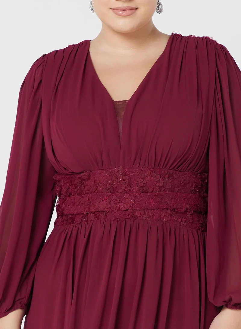 Khizana Plus size puff sleeve aline dress