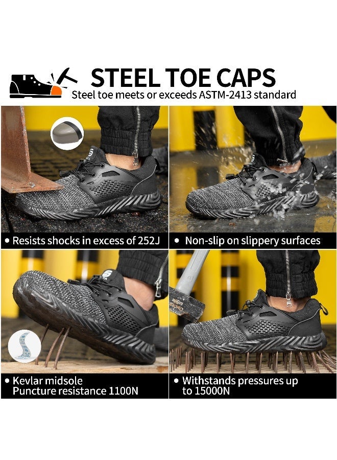 SLIMTA Safety Shoes for Men and Women, Steel Toe Boots, Lightweight Breathable Work Sneakers, Non-Slip Puncture Proof Industrial Protective Footwear - Image 2