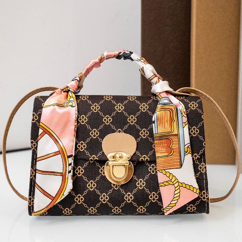 Retro Printed Silk Scarf Single Shoulder Crossbody Small Square Bag Versatile Casual Bag Women'S Bag Dropshipping - Image 1