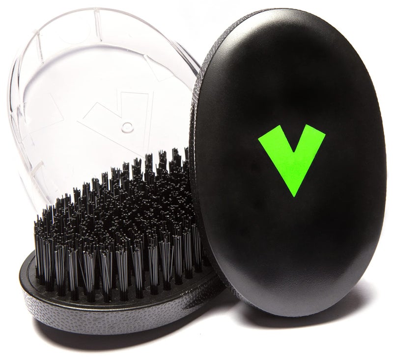 Veeta Superior Medium Wave Brush - Hair Brush for Men with 100% Synthetic Flex Bristles, Curved Design, and Protective Cover - Ideal for Short or Long Wavy Hair - Image 1