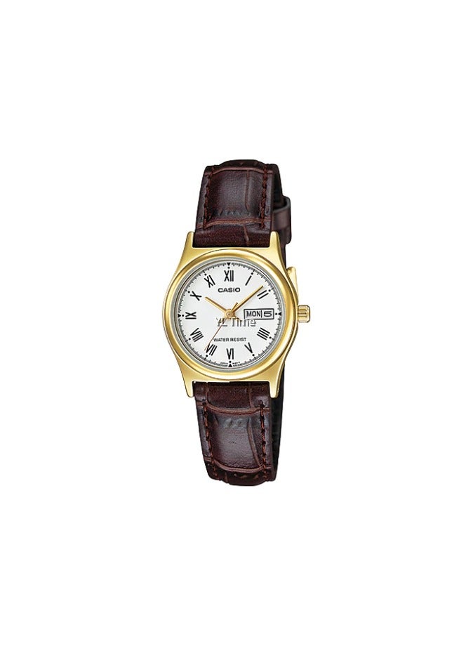 Casio Men's Watch - MTP-V006GL-7BUDF White Dial, Brown Band - Image 1