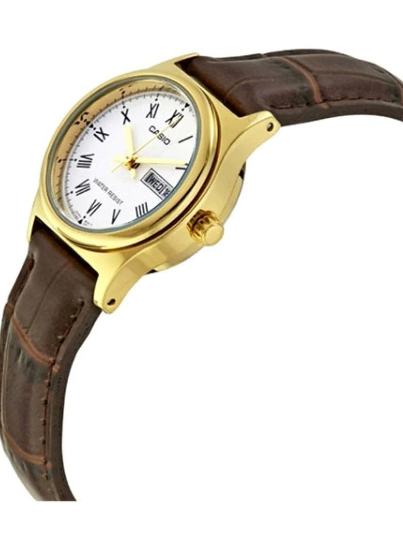 Casio Men's Watch - MTP-V006GL-7BUDF White Dial, Brown Band - Image 2