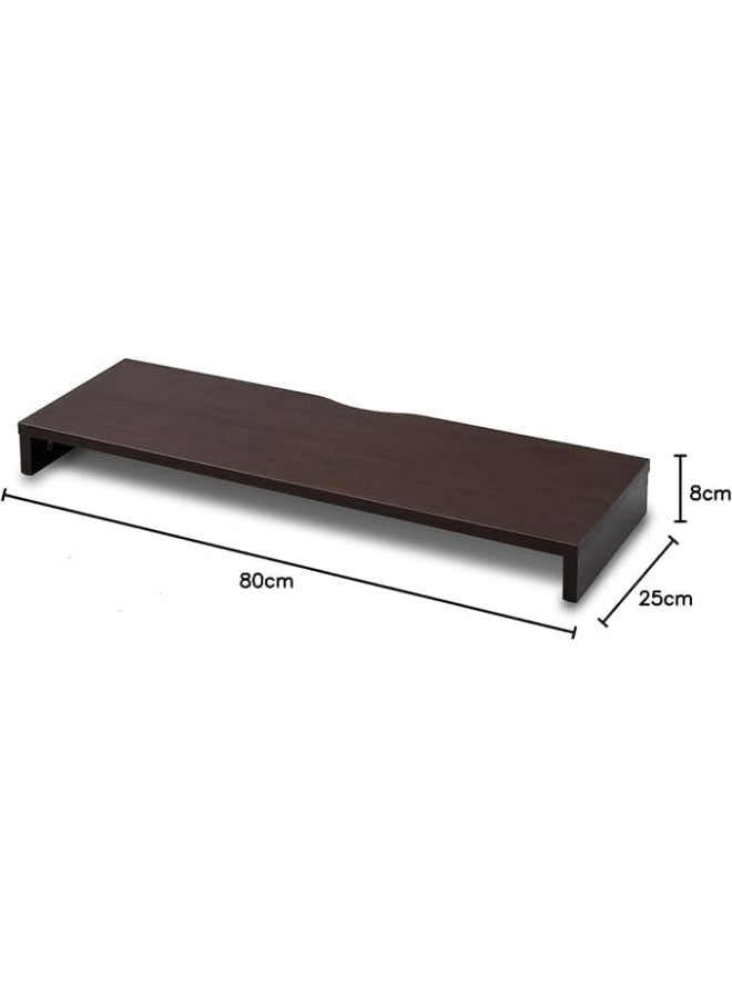 Horoof Market Horoof Home® Wooden Monitor Stand – Scratch, Stain, Moisture & Heat Resistant Desktop Riser – Compact Computer Stand (80 x 25 x 8 cm, Brown) - Image 2