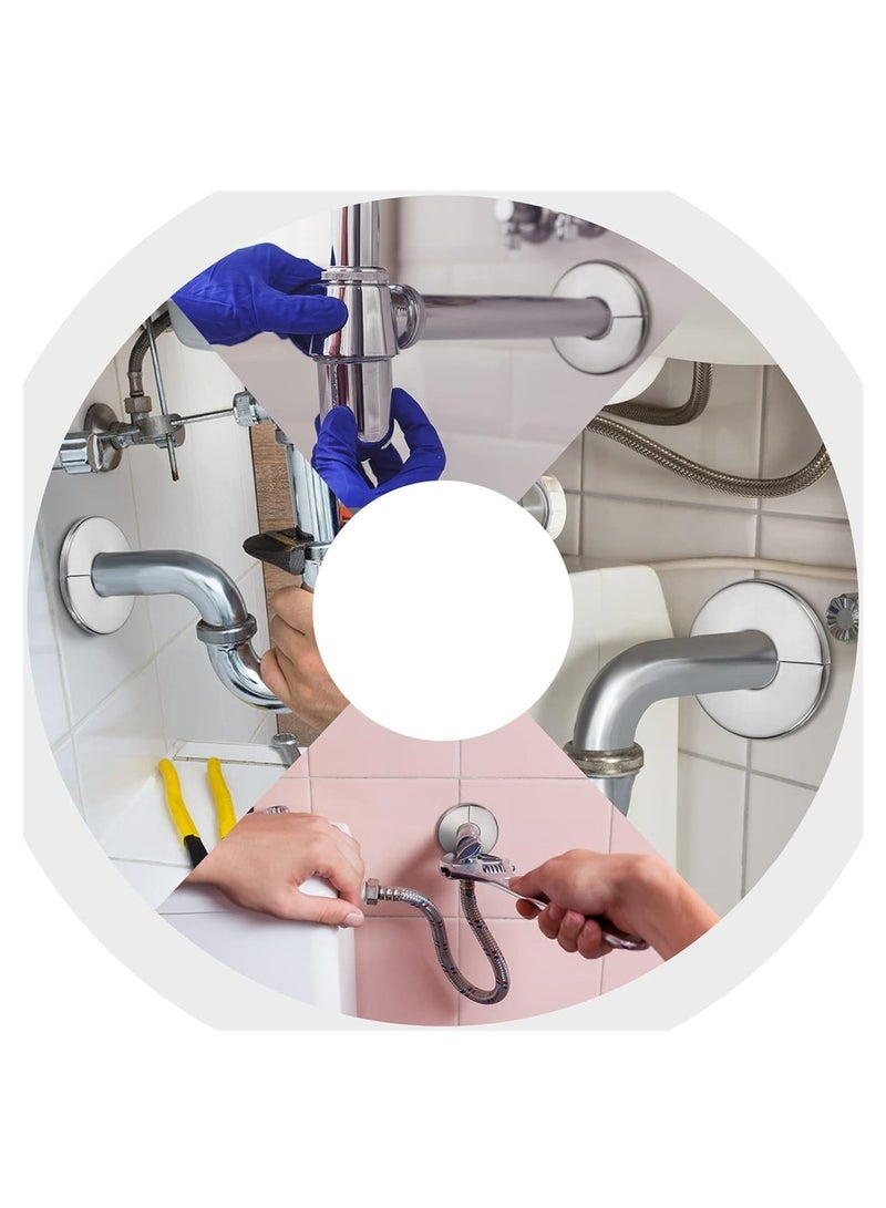 SYOSI Decorative Faucet Cover Pipe Covers, Escutcheon Plate, Split Pipe Flange Pack of 9, Stainless Steel Plumbing Cover Plates, Self Adhesive Water Pipe Cover for 24mm 34mm 52mm Diameter Pipe - Image 2