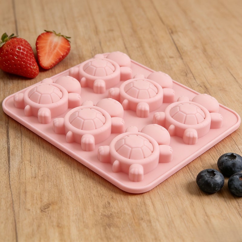 Pink Turtle Shaped Baking Mold 6 Piece Nonstick Candy Chocolate Jelly Tray - Image 5