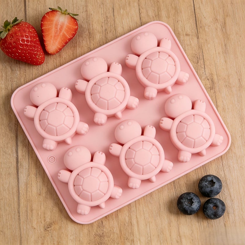 Pink Turtle Shaped Baking Mold 6 Piece Nonstick Candy Chocolate Jelly Tray - Image 2
