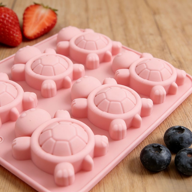 Pink Turtle Shaped Baking Mold 6 Piece Nonstick Candy Chocolate Jelly Tray - Image 1
