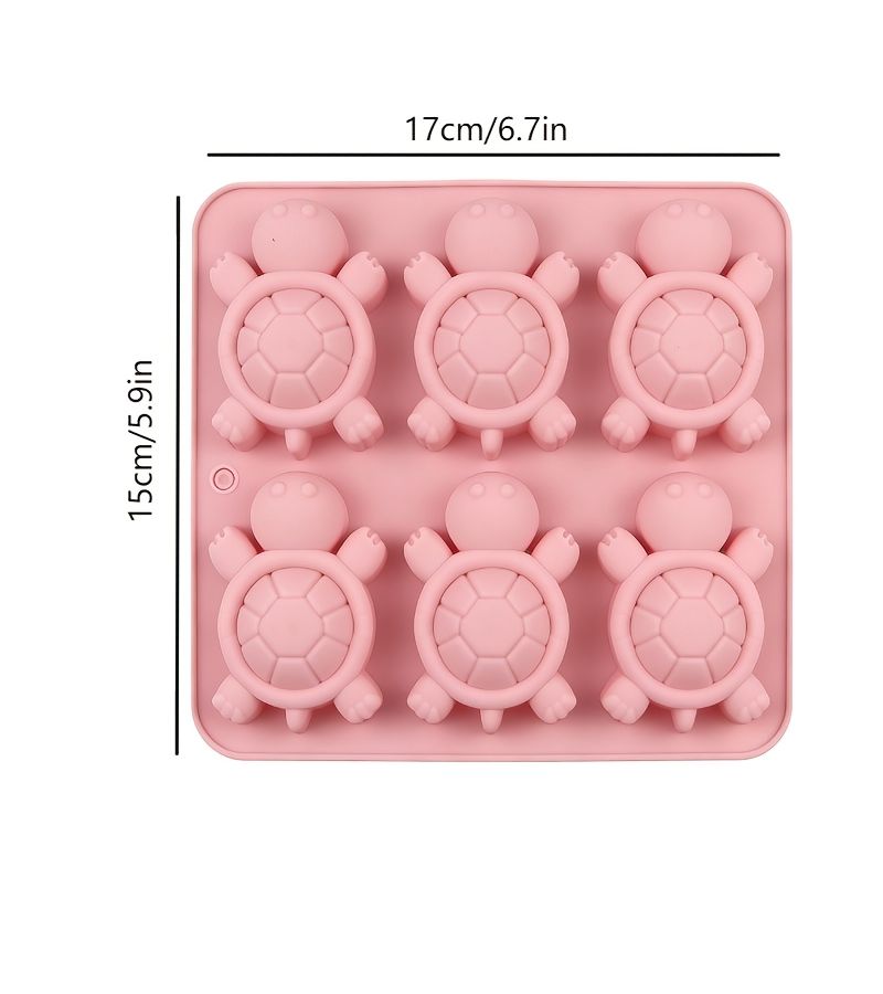 Pink Turtle Shaped Baking Mold 6 Piece Nonstick Candy Chocolate Jelly Tray - Image 3