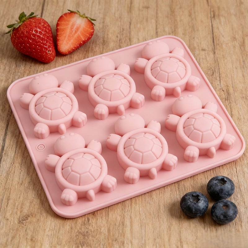 Pink Turtle Shaped Baking Mold 6 Piece Nonstick Candy Chocolate Jelly Tray - Image 4