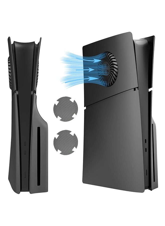 VINSOC PS5 Slim Cover Disc Edition with Cooling Vent and Dust Filter, Face Plate Console Cover Plates ABS Dustproof Replacement Side Shell for PS5 Slim Accessories Case Black - Image 1