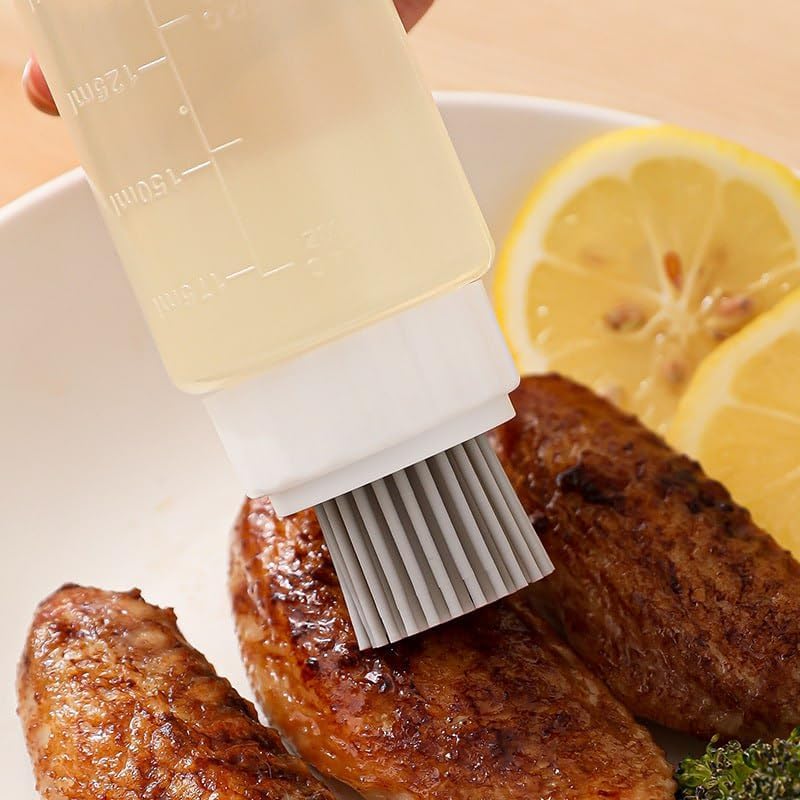 Vajin Brush Oil Bottles 350ML Silicone Brush Oil Bottle Oil Applicator Brush Bottle Heat Resistant Silicone Oil Dispenser Brush Oil Bottle for Kitchen Cooking Roasting Baking Grilling 1 PCS - Image 2