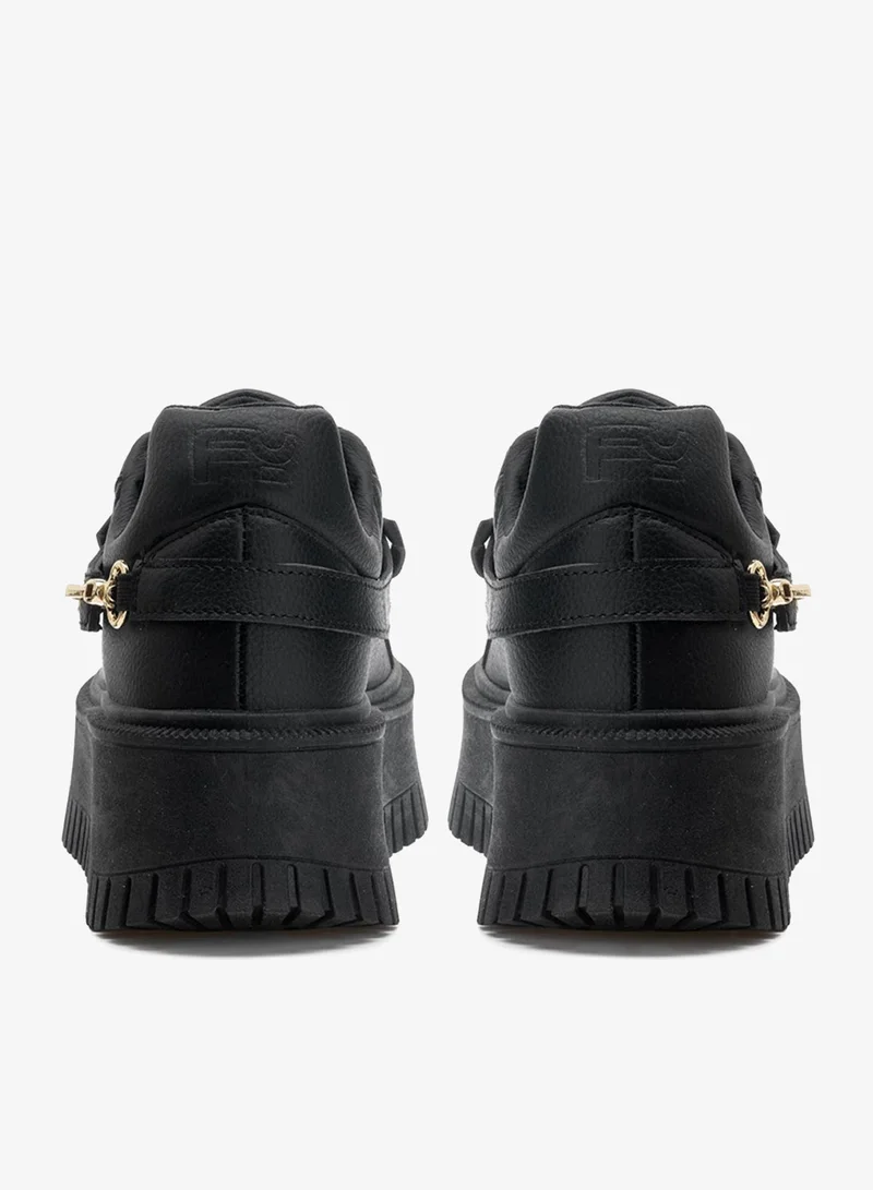 Freddy  Freddy Women’s Black Platform Sneakers – Chunky Sole Casual Shoes with Gold Chain Detail for Women | Best Price UAE