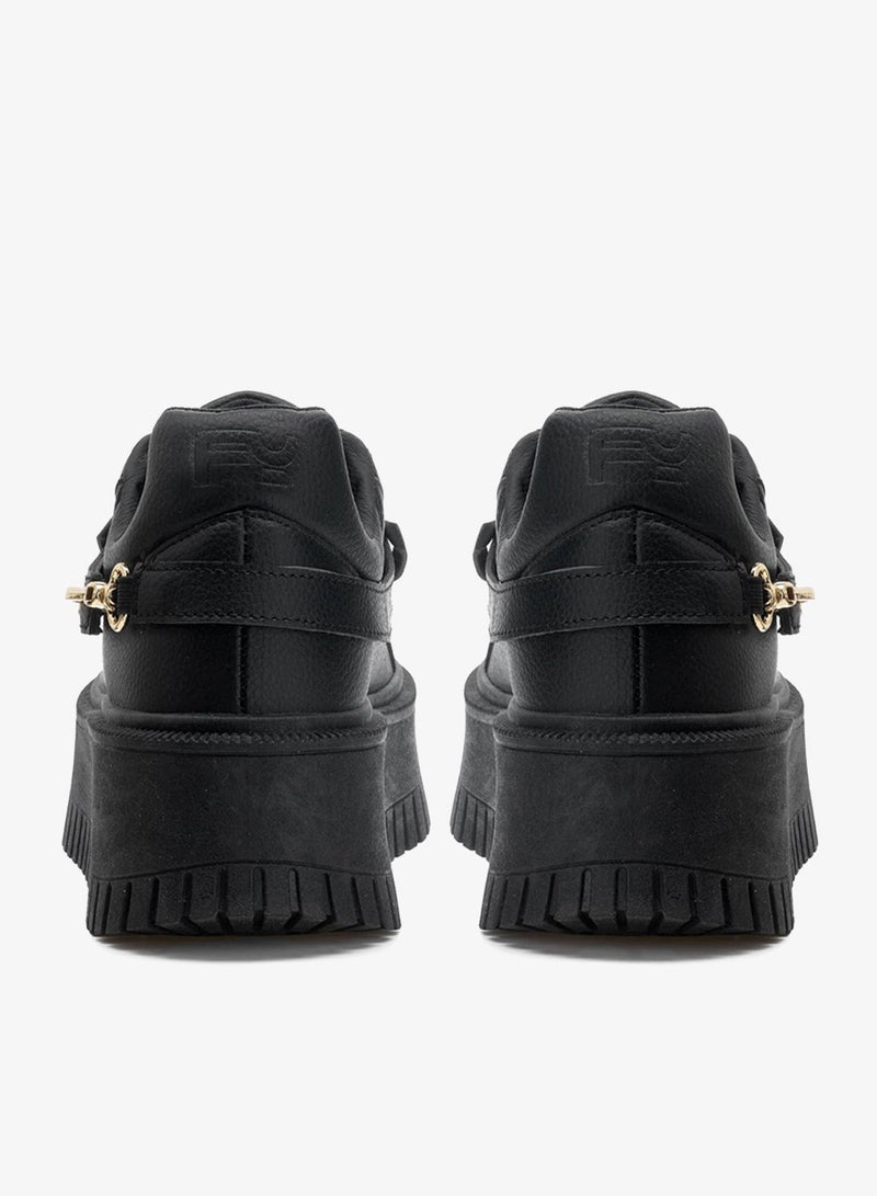 فريدي سنيكرز نسائي أسود منصة فريدي بنعل سميك وحلية سلسلة ذهبية - Image 4