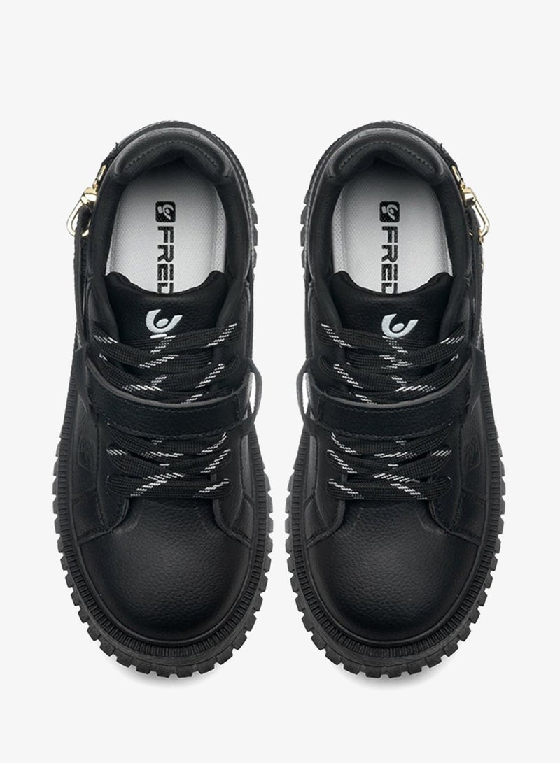 فريدي سنيكرز نسائي أسود منصة فريدي بنعل سميك وحلية سلسلة ذهبية - Image 3