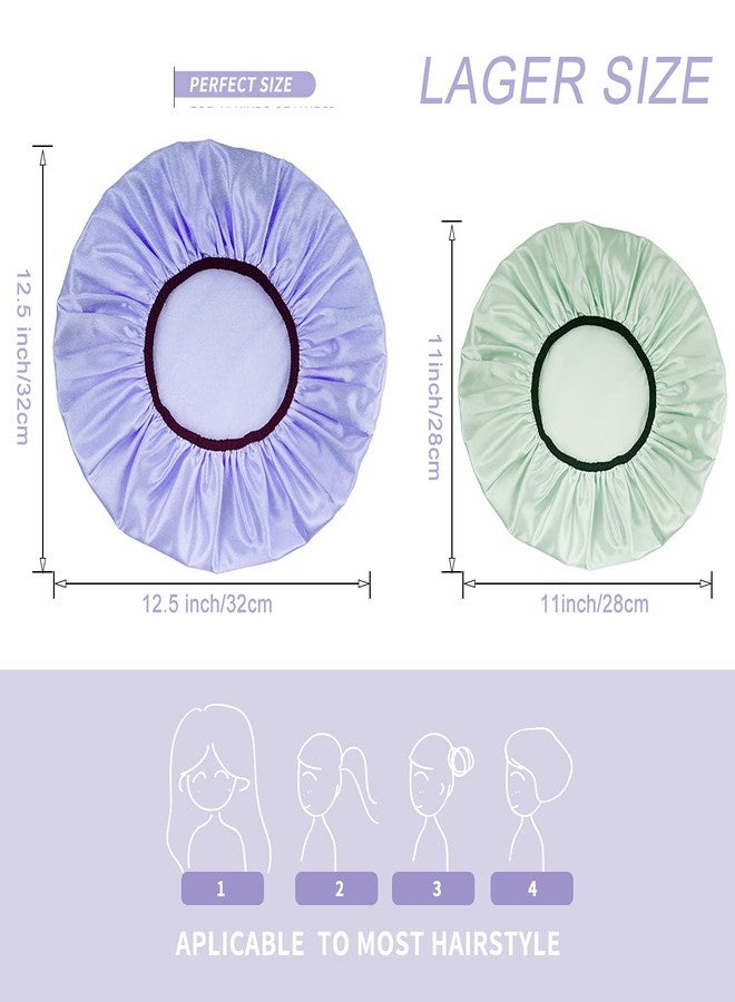 Aquior Shower Cap,Shower Caps for Women Long Hair,Silky Satin Hair Bonnet Reusable Bathing Cap,Extra Large for All Hair Length,4 Colors - Image 3