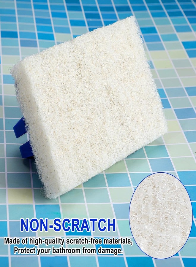 Maxdot 18 Pcs Handled Bath Scrubber Set, 15 Bathroom Scouring Pad 3 Bathtub Scrubber with Handle Non Scratch Soap Scum Remover for Cleaning Sink Shower Tile Swimming Pool Step and Corners(Blue and White) - Image 4