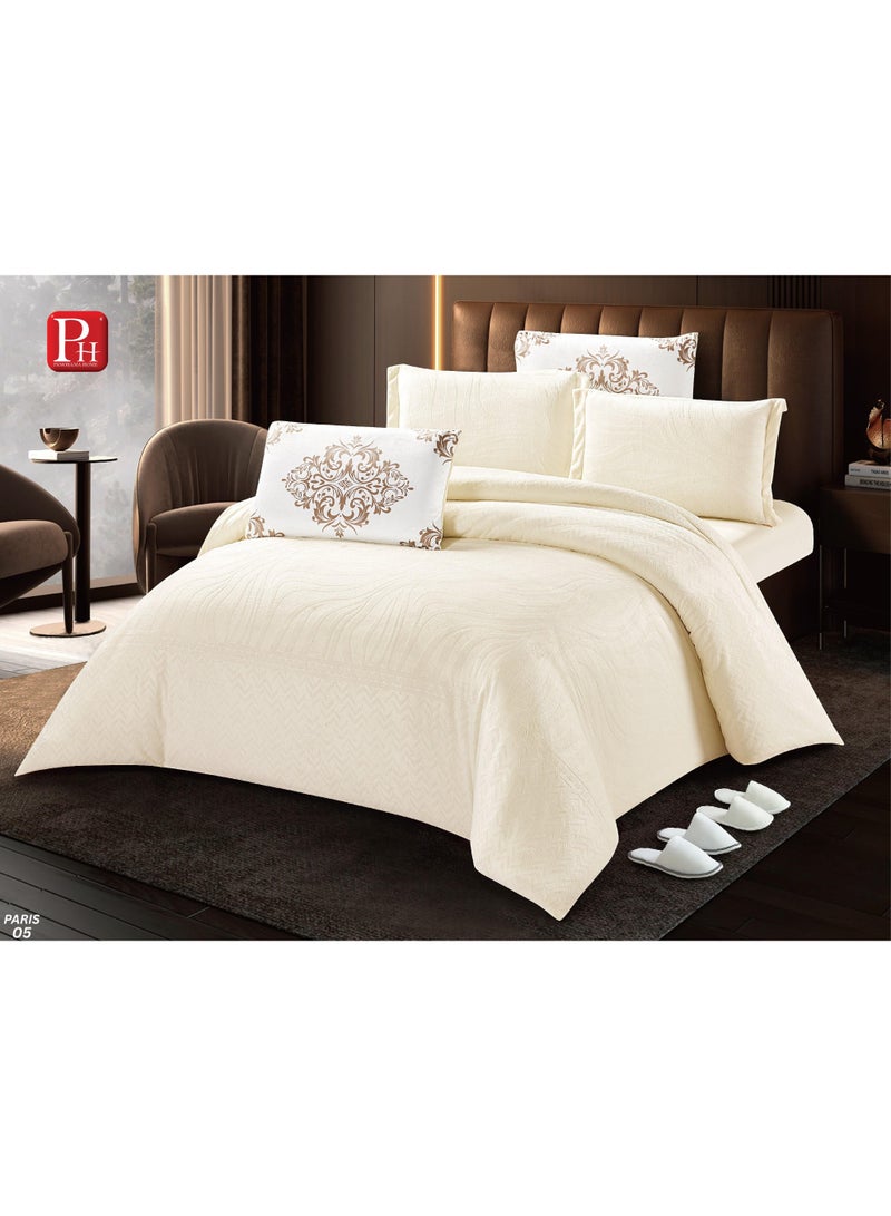  بانوراما هوم طقم لحاف مفرش سرير ملكي فاخر 10 قطع نفرين مخمل بنقشة منحوتة – مناسب لسرير العرسان وغرف النوم الفاخرة – مع شرشف مغاط و4 أكياس مخدات 2 زوج شباشب مناسب لسرير مقاس 200x200 سم - Image 2