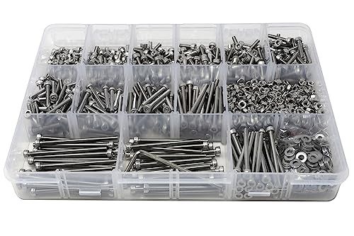 iexcell 1500 Pcs M3 x 4/6/8/10/12/16/20/25/30/35/40/45/50 Stainless Steel 304 Hex Socket Head Cap Screws Blots Nuts Washers Assortment Kit - Image 2