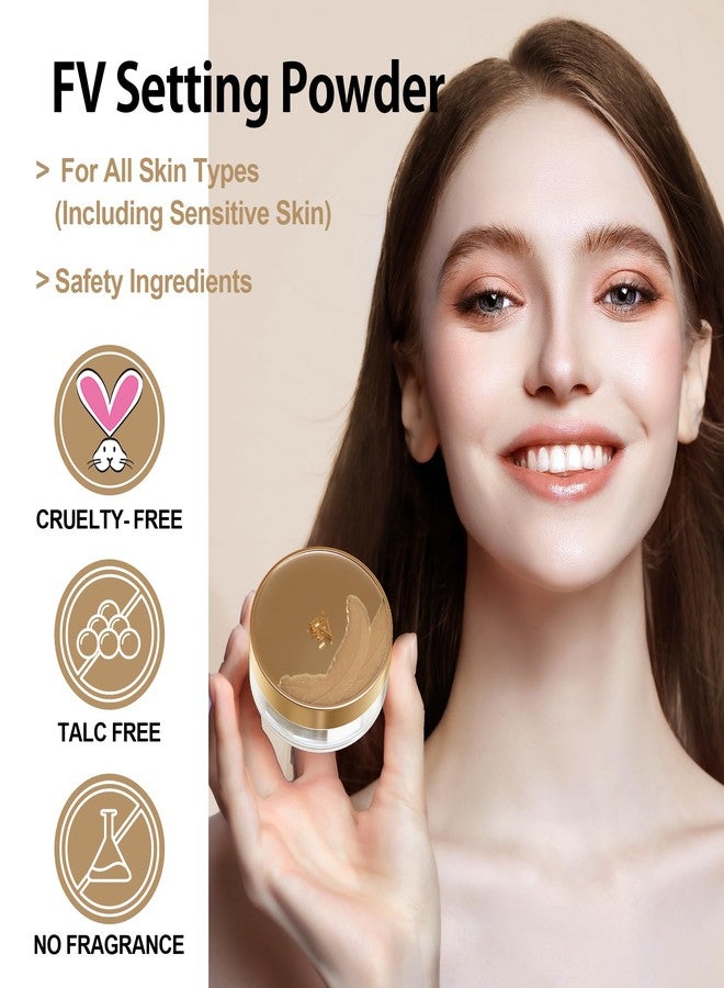FV بودرة تثبيت غير لامعة FV، خفيفة الوزن تتحكم في الزيت وتدوم طويلاً، بودرة وجه شفافة خالية من التلك، تعمل على تنعيم المسام والخطوط، لجميع درجات البشرة، 02 طبيعة - Image 5