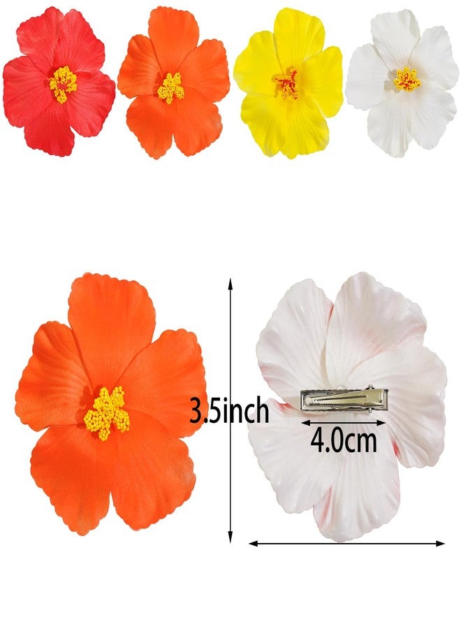Jeffan 2 PCS Hawaiian Flowers Hair Clips, Hibiscus Flowers Hair Clip Beach Party Bohemian Flower Hair Accessories for Women Girls Dancer Bride Wedding Beach Party (Orange) - Image 2