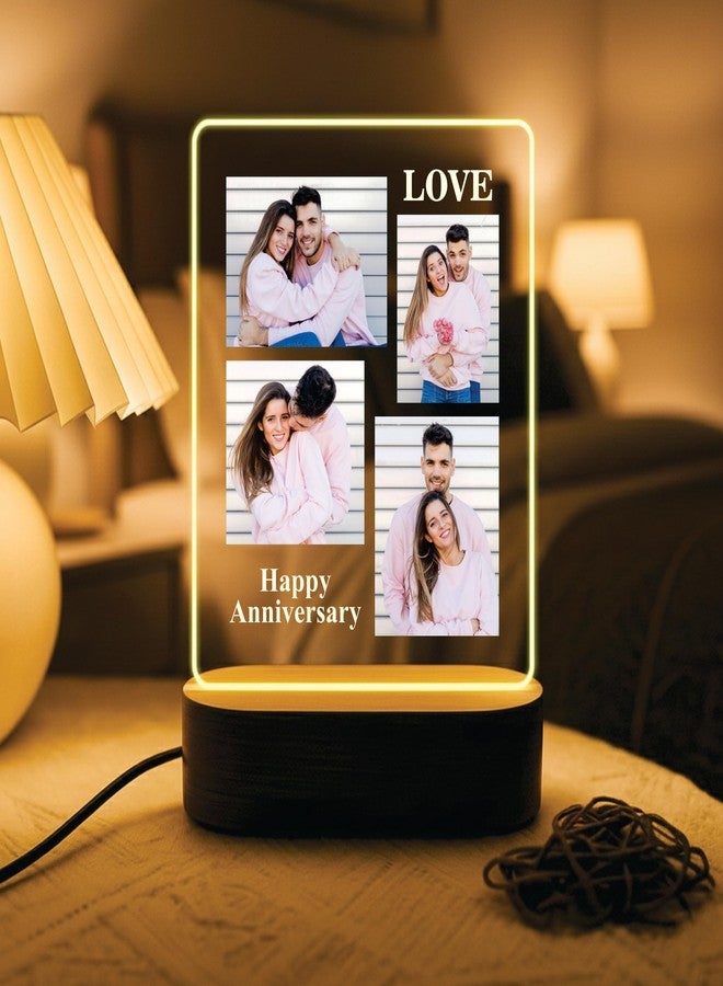 Amazingily هدية رائعة ومخصصة للذكرى السنوية، مصباح ليلي LED مع صورة للزوجين | إطار صورة محفور عليه اسم الزوجة | تذكار رومانسي مميز له ولها | ذكرى زواج سعيدة - Image 1