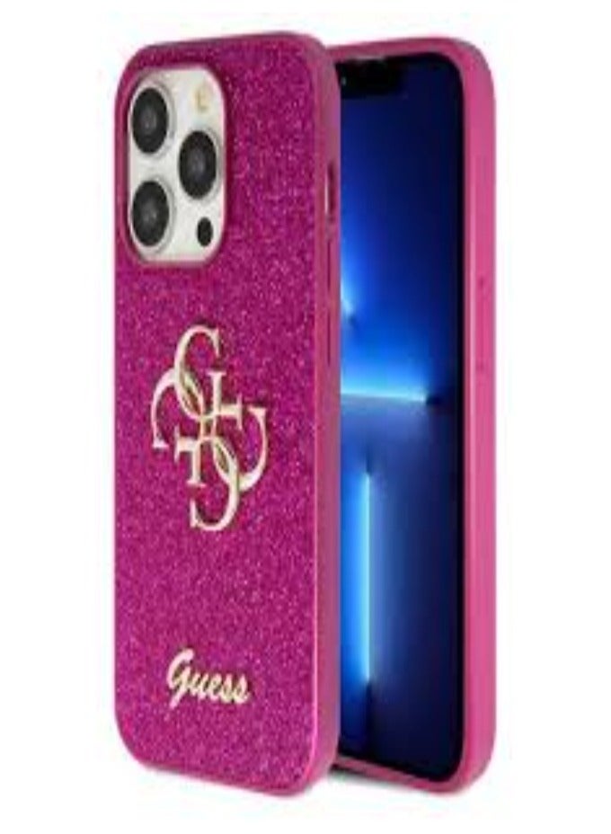 GUESS 15 PRO MAX HARD CASE FIXED GLITTER PURPLE - Image 1