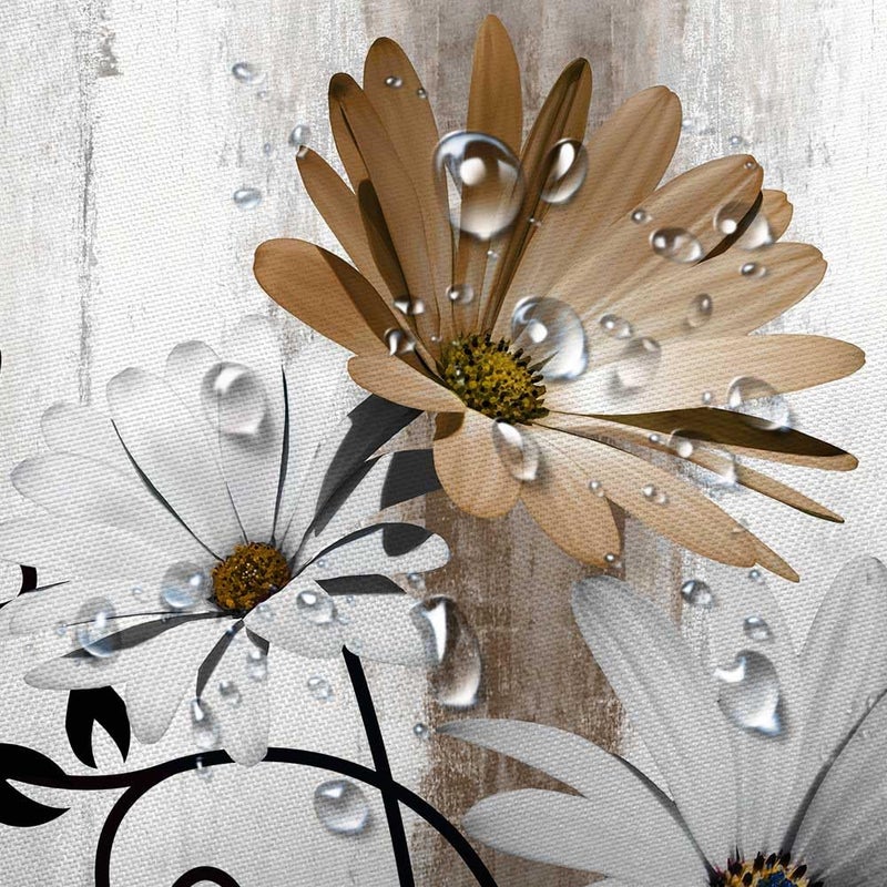 VeiVian Rustic Farmhouse Shower Curtain  Farm Tan Cream Daisy Floral Flowers and Butterfly on Country Wooden Shower Curtain for Bathroom  Beige Brown Shower Curtain with Hooks  36X70IN - Image 5