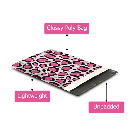 Pro Supply Global 10x13 (100) Pink Leopard Print Designer Poly Mailers Waterproof Self Sealing Tear Resistant Polymailers Shipping Envelopes Premium Printed Bags For Small Businesses - Image 3