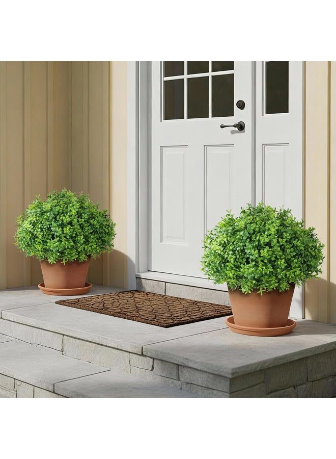 YXZZWL Set of 2 Artificial Boxwood Topiary Ball Trees - UV Resistant Faux Boxwood Potted Plants, Spring Summer Greenery Fake Bushes for Front Door Farmhouse Garden Porch Outdoor Decor - Image 3