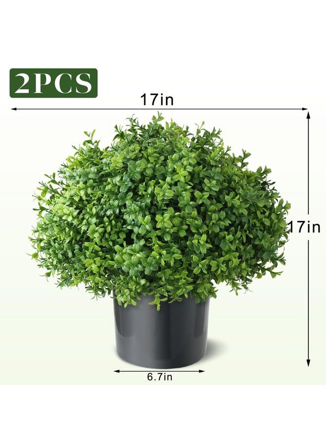 YXZZWL Set of 2 Artificial Boxwood Topiary Ball Trees - UV Resistant Faux Boxwood Potted Plants, Spring Summer Greenery Fake Bushes for Front Door Farmhouse Garden Porch Outdoor Decor - Image 5