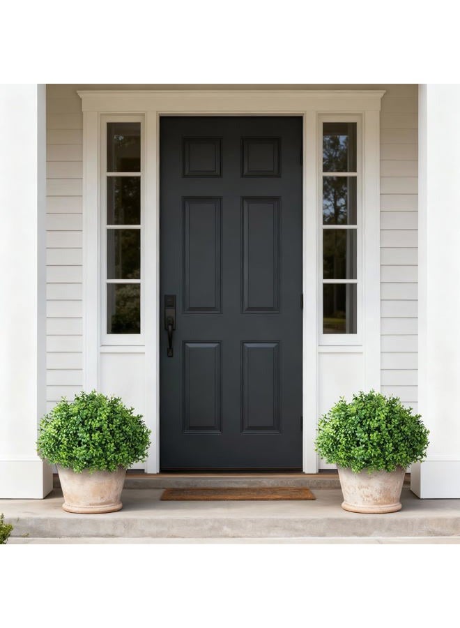 YXZZWL Set of 2 Artificial Boxwood Topiary Ball Trees - UV Resistant Faux Boxwood Potted Plants, Spring Summer Greenery Fake Bushes for Front Door Farmhouse Garden Porch Outdoor Decor - Image 4
