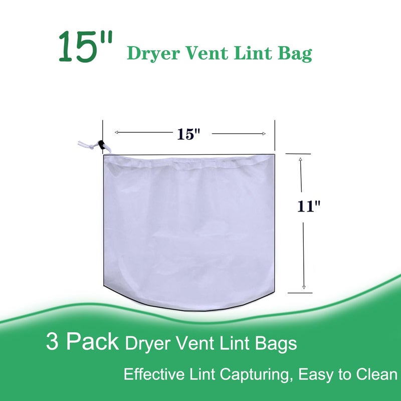 CHENGLAI 3 Pack Dryer Vent Lint Catcher Bags White for Capturing Lint and Dust, Lint Catcher for Dryer Vent Trap, Outdoor Indoor Dryer Lint Traps for Ventless Dryer Vent - Image 2