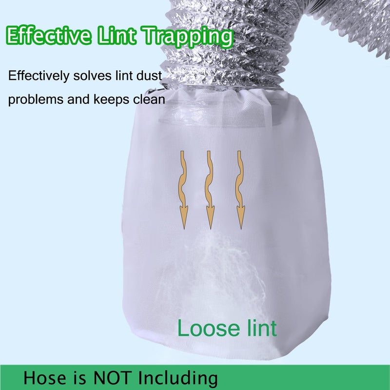 CHENGLAI 3 Pack Dryer Vent Lint Catcher Bags White for Capturing Lint and Dust, Lint Catcher for Dryer Vent Trap, Outdoor Indoor Dryer Lint Traps for Ventless Dryer Vent - Image 5
