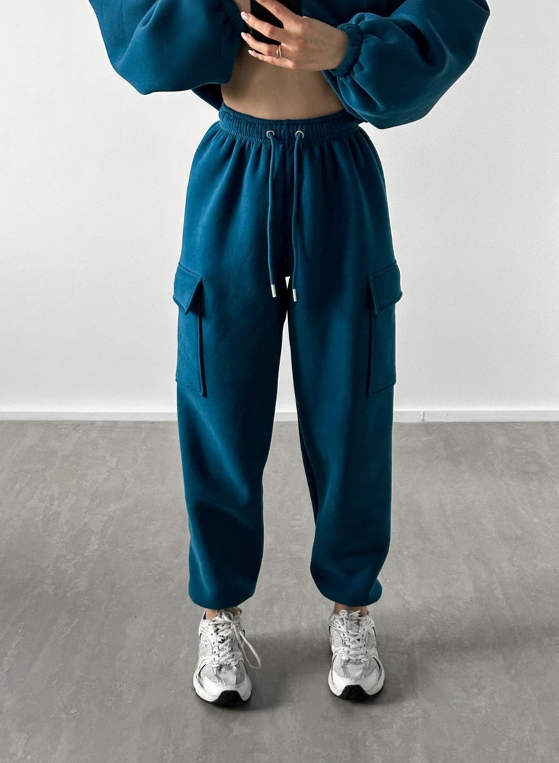 Solid Casual Two-piece Set, Long Sleeve Crew Neck Sweatshirt & Drawstring Waist Jogger Pants Outfits, Women's Clothing