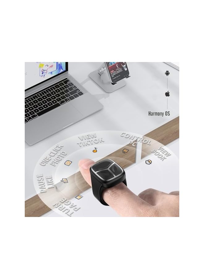 S-TOP Remote Control Bluetooth Scroller Ring, Fingertip App Page Turner for Cell Phone, Wireless Video Scrolling & Camera Shutter for iOS/Android & HarmonyOS, Rechargeable Selfie Clicker (Black) - Image 3