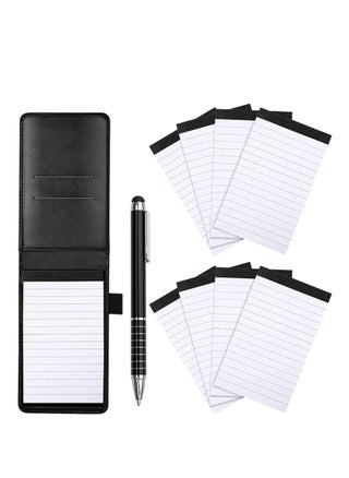 Mini Pocket Notepad Set - 14x9 cm Notepad Holder with Metal Pen and 50 Lined Sheets for Business(Black) - pzsku/Z827ACE9D4D880AD8D152Z/45/_/1732871020/6e627854-64fd-4561-b43e-73915fe64423