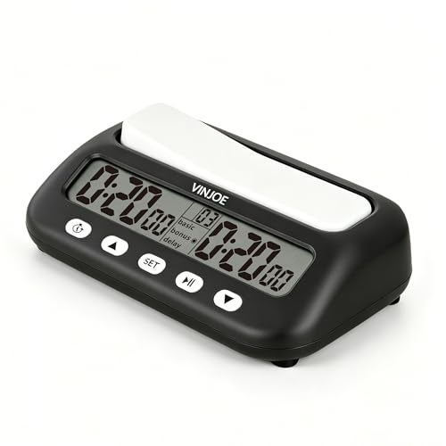 VINJOE Chess Clock Digital Chess Timer Professional for Board GamesPortable Digital Chess Clock Game Timer with BasicBonusDelay and Positive Time Features Best Gifts for ChristmasWithout Battery - Image 1