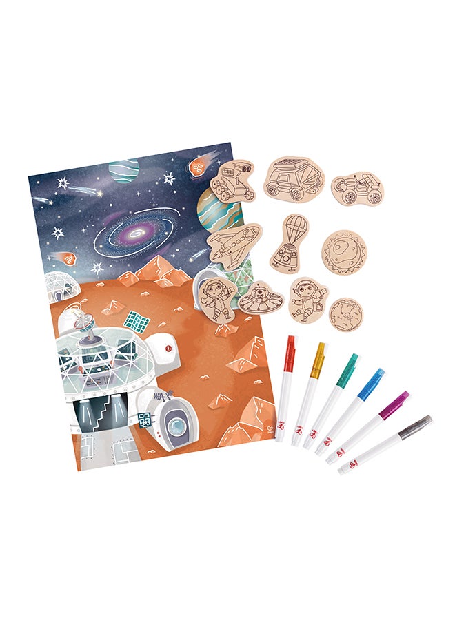 Hape Mars Life DIY Magnets | Make-Your-Own Magnet Art Set With Wooden Magnets and Glitter Markers, For Kids Ages 3+ Years - Image 1