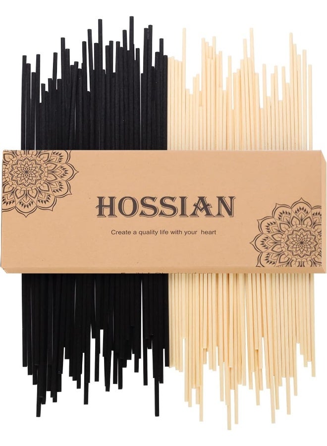 HOSSIAN HOSSIAN Reed Diffuser Sticks - Reed diffusers-Reed Sticks -Diffuser Glass Bottles-Diffuser Refills- Natural Rattan Wood Replacement for Aroma Fragrance (7.87" *3.5mm Black and Beige)  - Image 1
