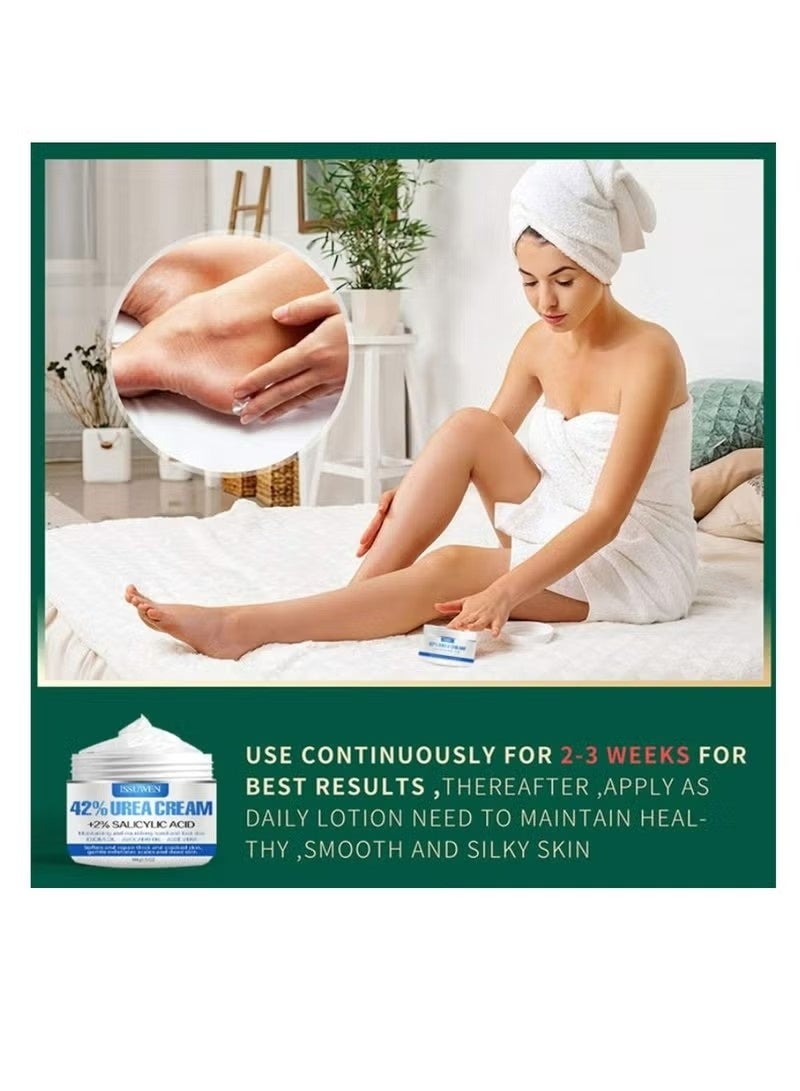 ISSUWEN Hand and Foot Care 42% Urea Cream Intensive Moisturizes & Softens Skin Callus Remover Hand & Foot Cream for Dry Cracked Heels Elbows 100 g - Image 5