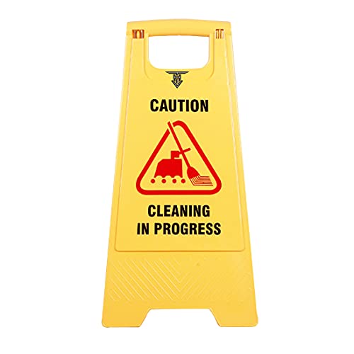 TARGET HYGIENE Caution Sign Board Plastic Caution Cleaning in Progress Standing Board (Yellow) - Image 1