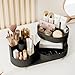 COMFYROOM Rotating Vanity Organizer with Brush Holder and Drawer 3 Layer Cosmetic Skincare Storage Large Countertop Makeup Perfume Lotions Display Case Black - Image 2