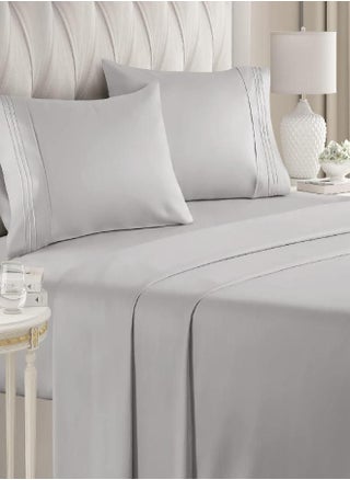 King Size Sheet Set - Breathable & Cooling - Hotel Luxury Bed Sheets - Extra Soft - Deep Pockets - Easy Fit - 4 Piece Set - Wrinkle Free - Comfy - Light Grey Bed Sheets - Kings Sheets - Fitted Sheets - pzsku/Z827AF8F6A8DABEE3FC47Z/45/_/1693490736/0af5dced-76cd-484a-ab89-3aa0eab4dc90