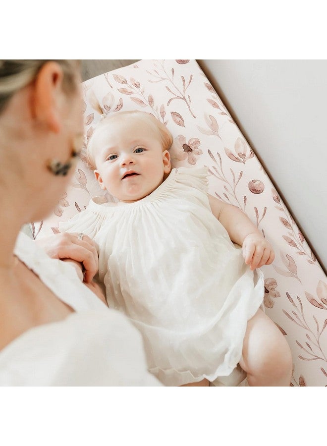 GRSSDER Stretch Ultra Soft Jersey Knit Changing Pad Cover Set 2 Pack, Change Table Pad Covers Fit 32"/34" x 16" Pads Safe and Snug, Beautiful Blush Pink Floral and Cute Animals Print for Girls - Image 5