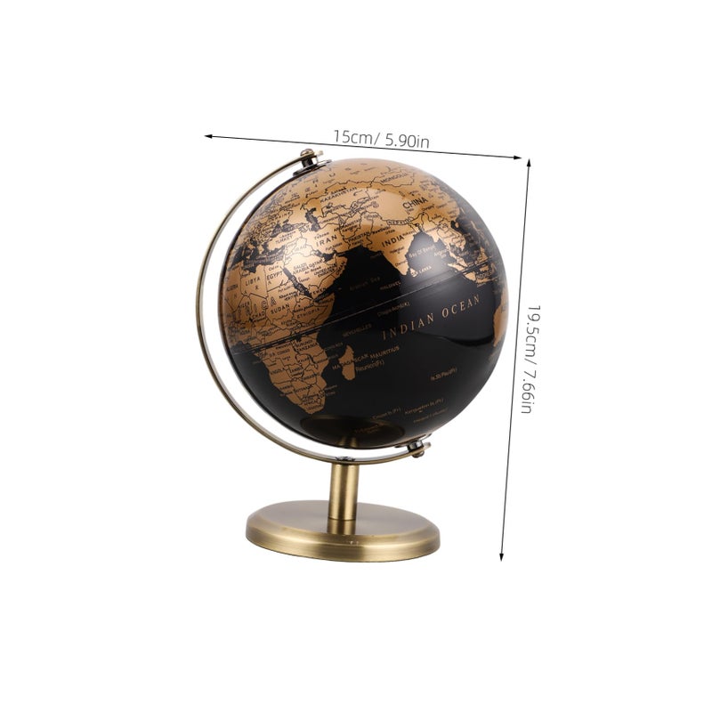 Rotatable Vintage Desktop Globe With Bronze Stand Educational Antique Decor - Image 3