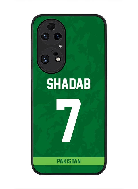 Rugged Black Edge Case for Huawei P50 Pro, Slim fit Soft Case Flexible Rubber Edges Thin Cover - Player Name - Shadab Khan, Jersey Number- 7