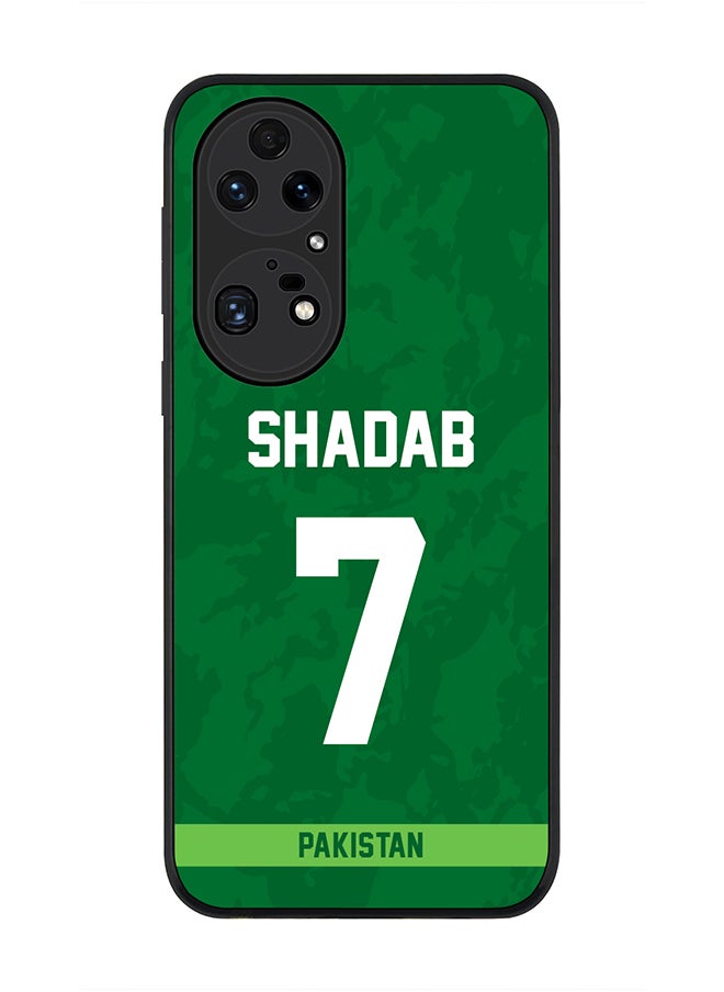 Stylizedd - Rugged Black Edge Case for Huawei P50 Pro, Slim fit Soft Case Flexible Rubber Edges Thin Cover - Player Name - Shadab Khan, Jersey Number- 7 - Image 1